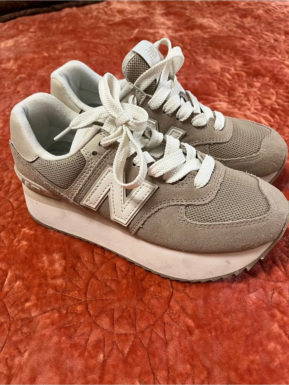 New Balance Women's Beige Platform Sneakers